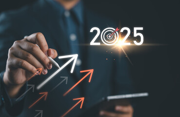 Opportunity, challenge strategy in 2025. New plans, goals and visions in business for new year...