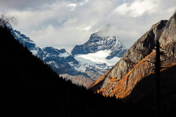Landscape of Siguniang mountain or Four girls mountains with ,located in the Aba Tibetan and Qing Autonomous Prefecture in western Sichuan of China.