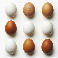 Fresh Eggs Neatly Set Against a White Background