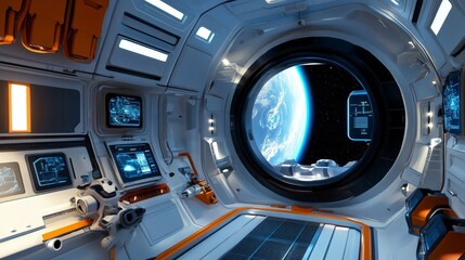 A VR application for astronauts training for space missions, featuring zero-gravity simulations and spacecraft operations