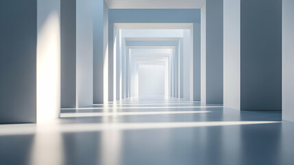 Fototapeta premium White Minimalist Corridor 3D Render