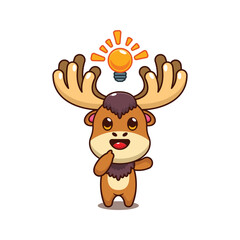 Moose get an idea. mascot cartoon character vector illustration.
