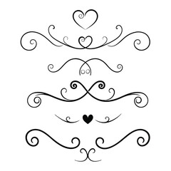 Romantic Calligraphic Heart Flourishes – Fancy Valentine Divider Vector