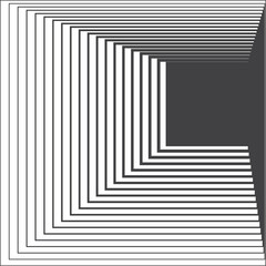 Square black gradient frame with blended line effect. Geometric shape