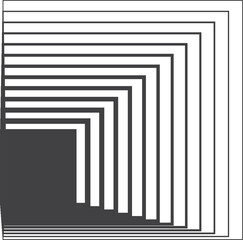 Square black gradient frame with blended line effect. Geometric shape