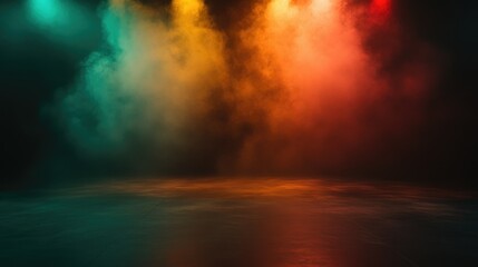 Colorful Stage Lights with Smoky Background