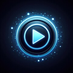a play button in blue neon color series