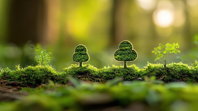 Carbon Footprint Reduction for a Greener Planet, Footprint icons shrinking over time, with recycling, reforestation symbols