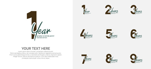 Anniversary logo set vector design, brown color for celebration event
