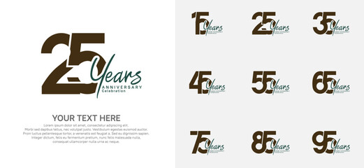 Anniversary logo set vector design, brown color for celebration event