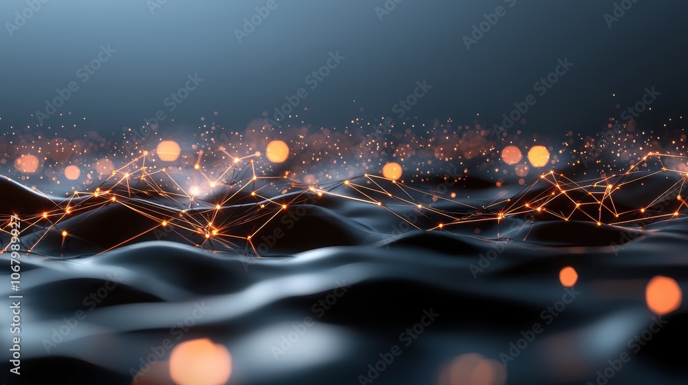 Poster an abstract representation of a neural network, with interconnected nodes and synapses, symbolizing 