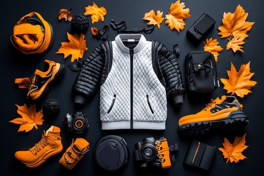 A 3D-rendered OOTD outfit flat lay with realistic textures, including jeans, a sweater, and boots arranged on a stylish background
