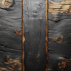 Black wooden board with burn marks and holes