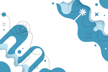 Geometric abstract shape background. Blue, Grey, White color. Trendy design element. Brutalism style.