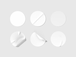 Realistic White Round Sticker Textured 3D Mockup Isolated