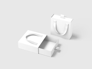 Empty White Drawer Box with Handle Mockup 3D Render