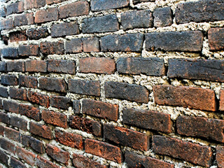 The walls of a house made of red brick look very attractive as a background image.