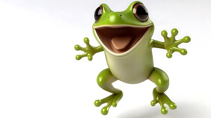 Fototapeta premium Cute 3D Cartoon Frog Jumping
