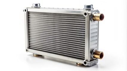 Fototapeta premium High-Quality Car Radiator Heater Isolated on White Background - Essential Car Parts for Efficient Engine Cooling and Heating Systems