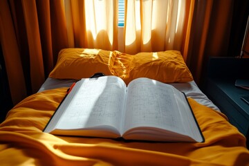 A person journaling and setting goals for the day at a tidy desk with soft morning light streaming through a window
