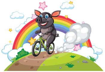 Joyful Pig Riding a Bicycle