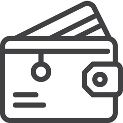 Card on money pocket thin line icon on white background