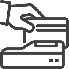 Credit card payment thin line icon on white background