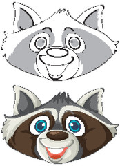 Cheerful Raccoon Faces Illustration