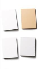 blank white and beige paper notes mockup isolated on white background