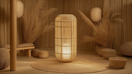 Cozy rattan decor in a rustic wooden room