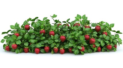 Strawberry Plants with Red Ripe Berries