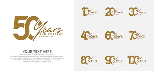 Anniversary logo set vector design, brown for celebration event