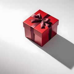 Obraz premium Luxury Present Box with Red Ribbon on White Background