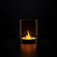 High-Contrast Candle Jar with Glowing Flame