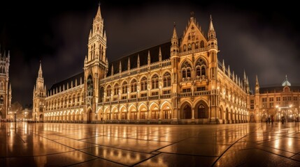 Fototapeta premium Illuminated New Town Hall in Munich