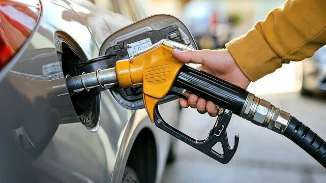 A person refuels a vehicle using a fuel pump, highlighting the process of filling a car with gasoline at a gas station.