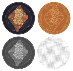 hand drawn bread ilustration in watercolour and graphic design set