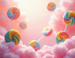 Colorful Lollipops,Sweet, Swirled Candies Bringing Joy with Every Lick