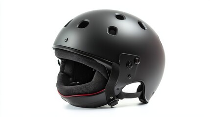 Fototapeta premium A professional skateboarding helmet with safety padding, isolated on a white background