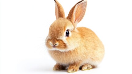 Naklejka premium Cute Bunny Sitting on White Background