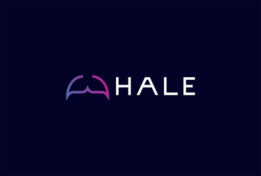 Whale Logo, letter W with whale tail icon combination in text whale typography logo, vector illustration