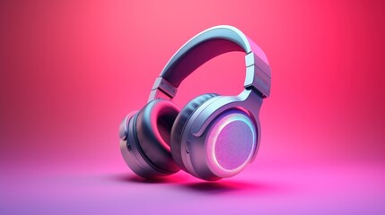 Headphones with vibrant pink and blue lighting