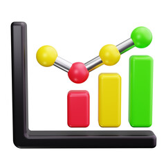 Line Graph 3d Render Icons