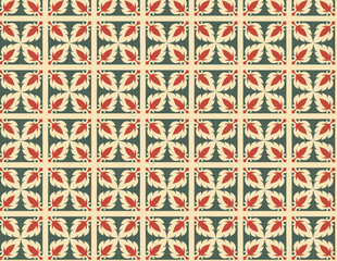 Vintage Mediterranean Floral Tile Pattern