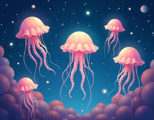 Creatures Floating in Space, Mysterious Life Forms Drifting Among Stars and Galaxies