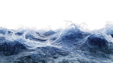Digital Waves Crashing Over Text, Abstract Transparent Object