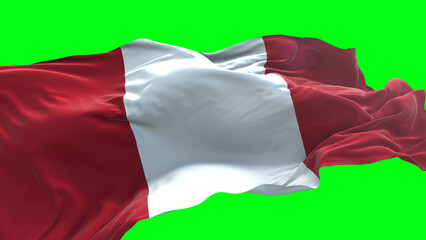 Fototapeta premium Peru flag - 3D realistic waving flag on green screen background for chroma key