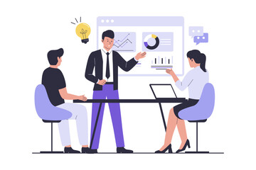 Business pitch illustration concept. Illustrations for websites, landing pages, mobile applications, posters and banners. Trendy flat vector illustration