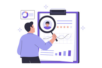 Performance employee review illustration concept. Illustrations for websites, landing pages, mobile applications, posters and banners. Trendy flat vector illustration
