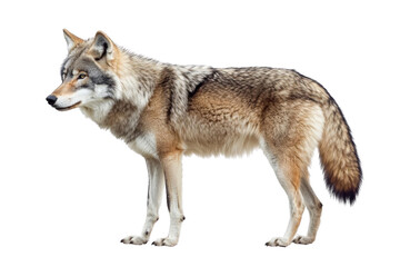 Obraz premium Wolf Standing Alone on Black Background, with Transparent Object